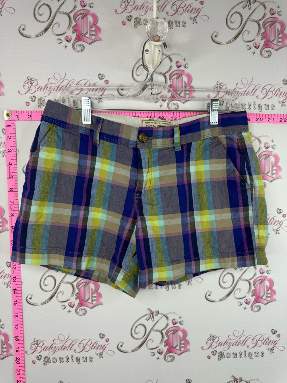 Old Navy shorts Plaid Cotton Shorts in Blue, Yellow & Green